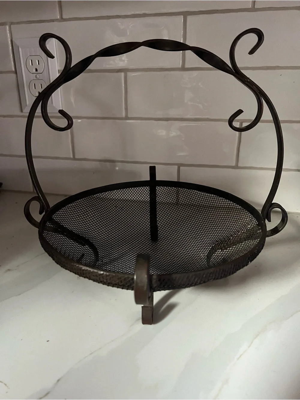 Vintage Wrought Iron Mesh Basket